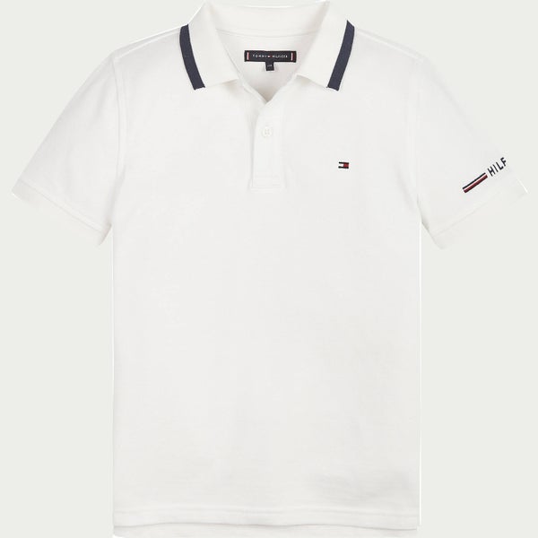 Tommy Hilfiger Boys' Global Stripe Tipping Polo Shirt - White