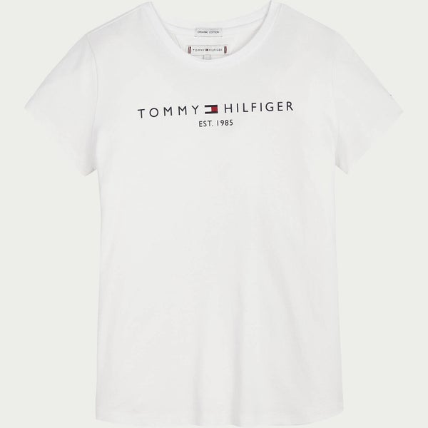 Tommy Hilfiger Girls' Essential Logo Short Sleeve T-Shirt - White