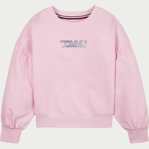 Tommy Hilfiger Girls' Iridescent Badge Crew Neck Sweatshirt - Romantic Pink