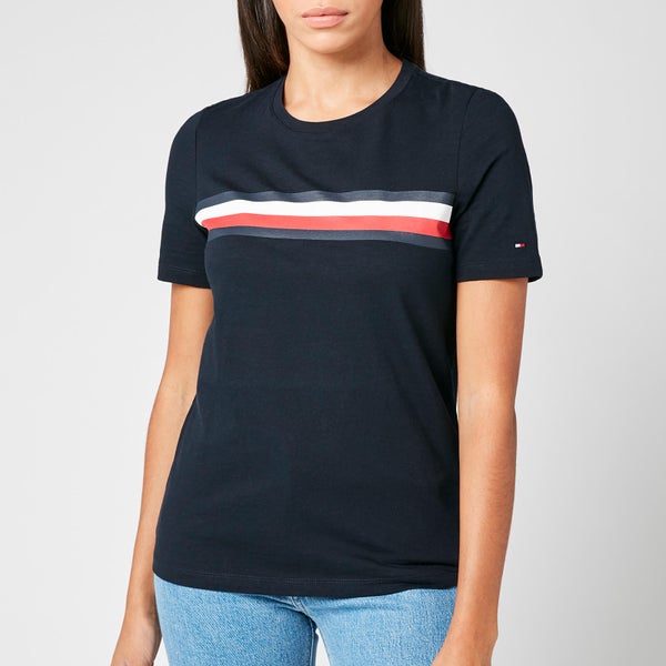 Tommy Hilfiger Women's Regular Crew Neck Global Stripe T-Shirt - Desert Sky