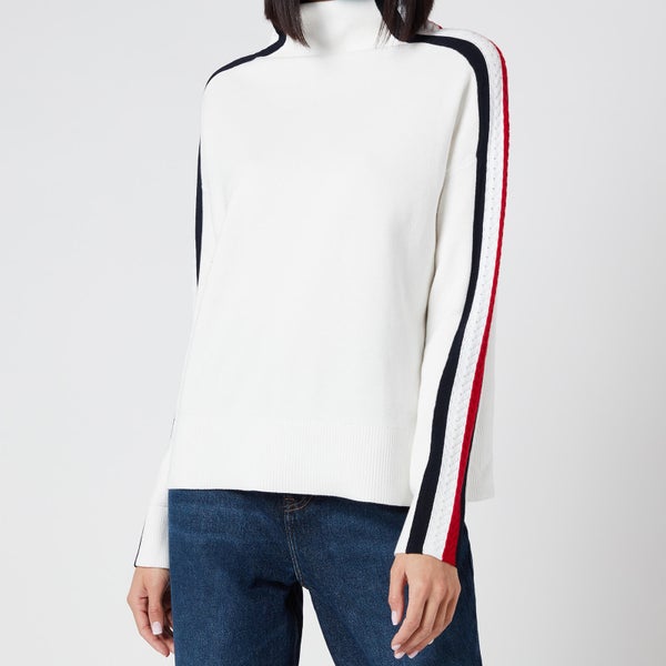 Tommy Hilfiger Women's Side Stripe Mock Neck Sweater - Ecru