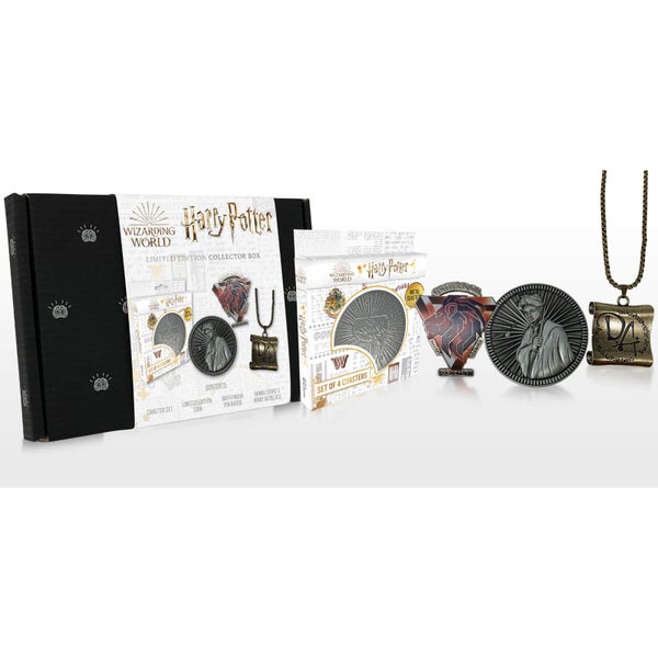 Harry Potter Gift Set - Hp Collectible Coin, Da Necklace, Gryffindor Pin & Coaster Set