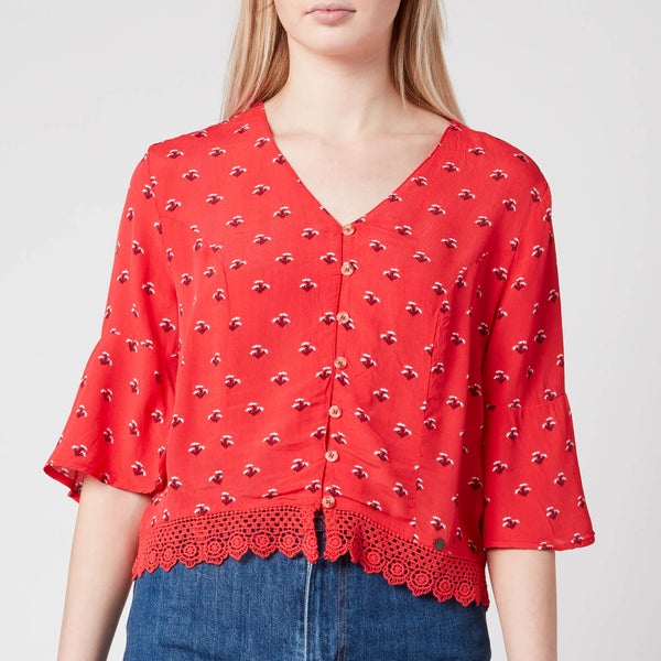 Superdry Women's Sunny Lace Top - Red Ditsy