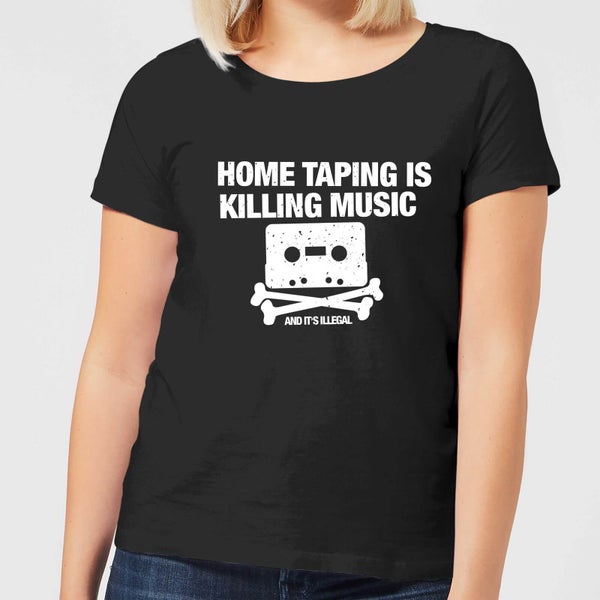 Camiseta Is Killing Music Blanca para mujer de Taping - Negro