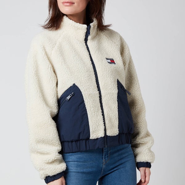 Tommy Jeans Women's TJW Reversible Sherpa Jacket - Ecru/Twilight Navy