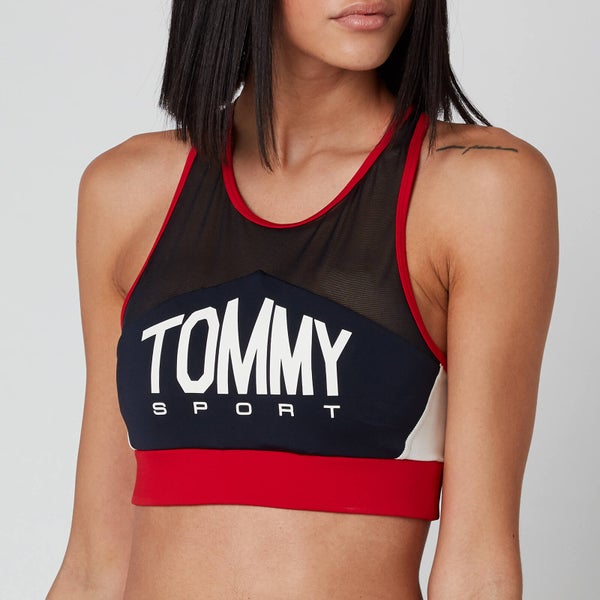 Tommy Sport Women's Mid Support Removable Cups Sports Bra - Desert Sky
