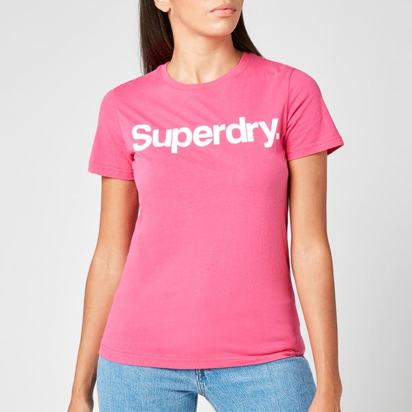 Superdry Women's Cl Flock T-Shirt - Hot Pink
