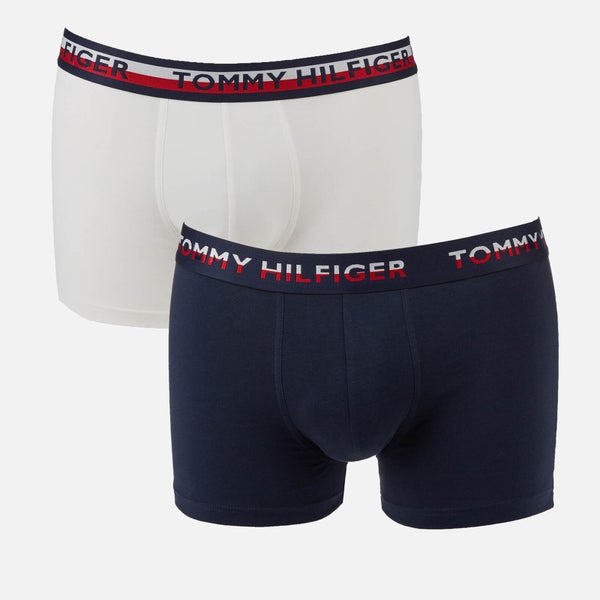 Tommy Hilfiger Men's Tommy Th2 Reverse Waistband 2 Pack Trunks - Blue