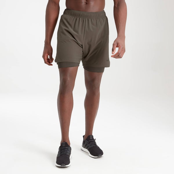 Pantaloni scurți 2-în-1 MP Essentials Training pentru bărbați - Măsliniu închis