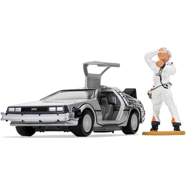 Back to the Future DeLorean and Doc Brown Modellfiguren-Set im Maßstab 1:36