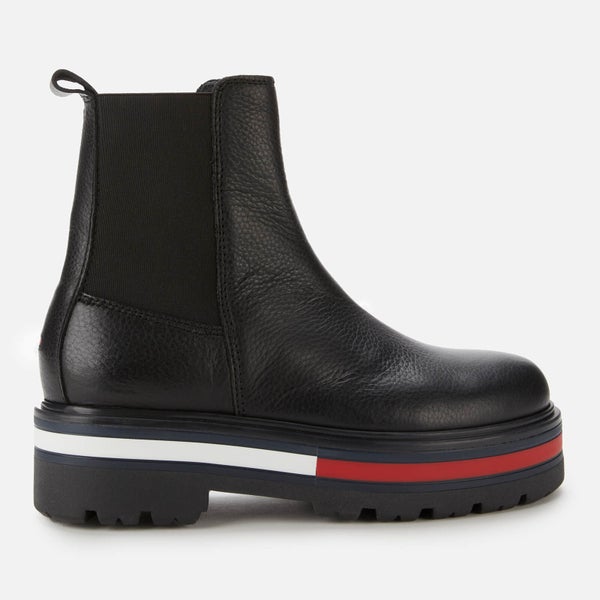 Tommy Jeans Women's Flag Outsole Leather Chelsea Boots - Black