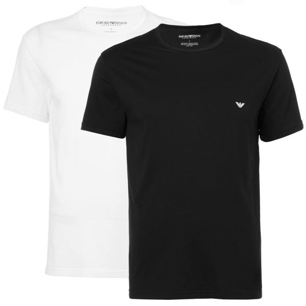 Emporio Armani Men's Small Logo Twin Pack T-Shirts - Black/White