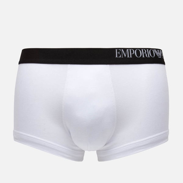 Emporio Armani Men's 3 Pack Side Logo Trunk Boxer Shorts - White