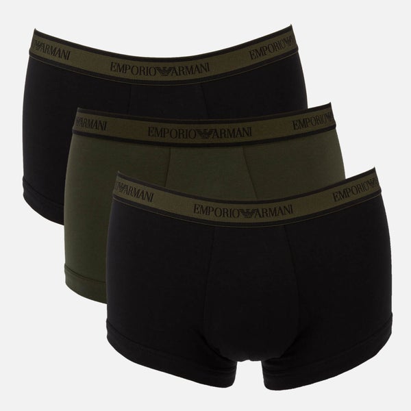 Emporio Armani Men's Logoband 3 Pack Trunk Boxer Shorts - Grey/Black