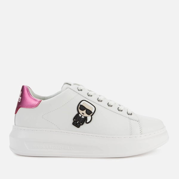 KARL LAGERFELD Women's Kapri Karl Ikonic Lo Lace Leather Flatform Trainers - Pink