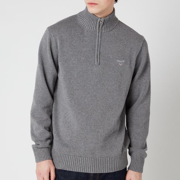 Gant Men's Casual Cotton Half Zip Sweatshirt - Dark Grey Melange