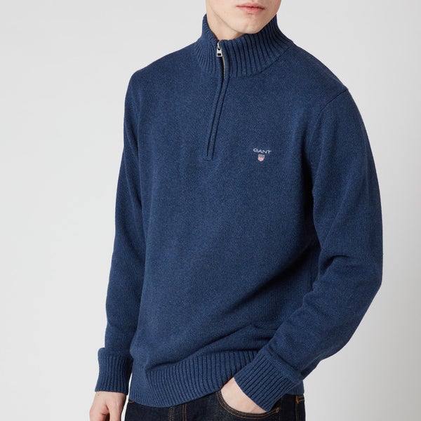 Gant Men's Casual Cotton Half Zip Sweatshirt - Marine Melange