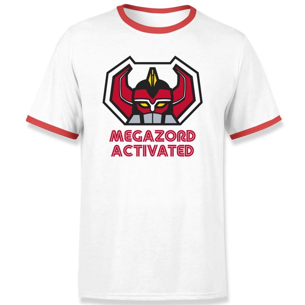 Power Rangers Megazord Activated Unisex T-Shirt - White / Red Ringer