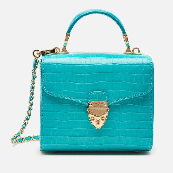Aspinal of London Women's Mayfair Micro Deep Shine Small Croc Bag - Aqua
