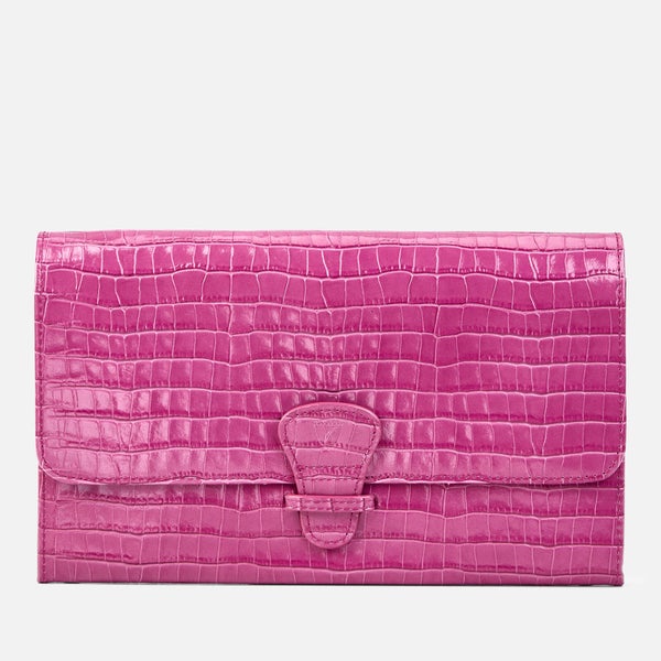 Aspinal of London Women's Classic Travel Wallet Deep Shine Small Croc Bag - Hibiscus