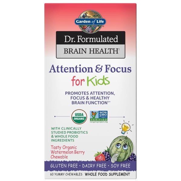 Dr. Formulated Brain Health Organic Attention/Focus Kids 60 comprimidos masticables para niños