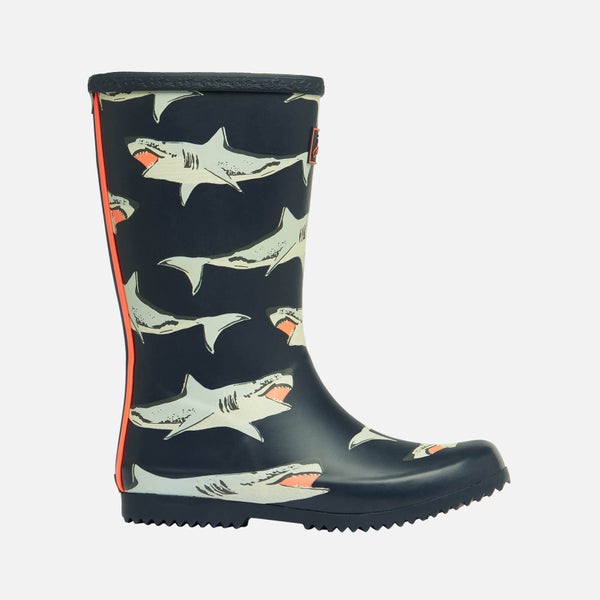Joules Kids' Roll Up Welly Print Wellies - Navy Sharks