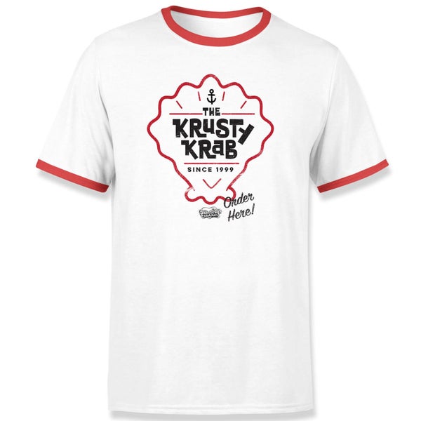 Spongebob Krusty Krab Unisex Ringer T-Shirt - Weiß / Rot