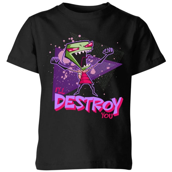Invader Zim I'll Destroy You Kids' T-Shirt - Zwart - 122/128 (7-8 jaar) - Zwart