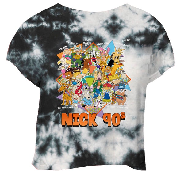 T-shirt Nickelodeon Nostalgia Cropped - Noir Tie Dye - Femme
