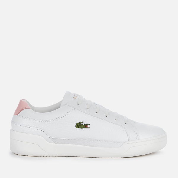 Lacoste Women's Challenge 0120 1 Leather Twin Cupsole Trainers - White/Light Pink
