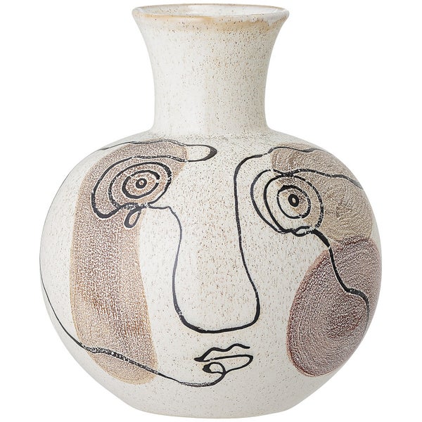 Bloomingville Face Stoneware Vase - White
