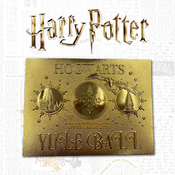 Ticket d'Invitation Harry Potter Bal de Noël Plaqué Or 24K Édition Limitée Zavvi Exclusif