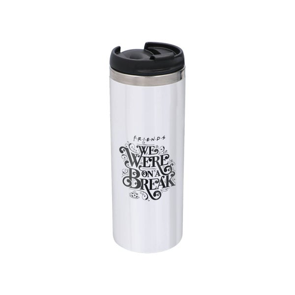 Friends We Were On A Break Stainless Steel Thermo Travel Mug - Metallic Finish
