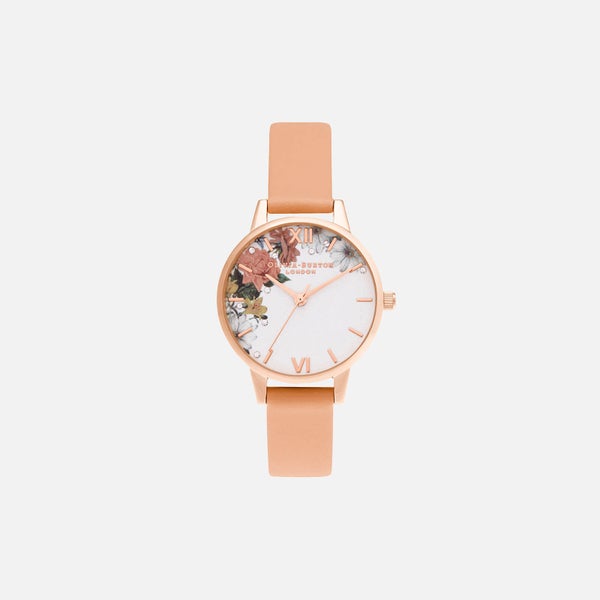 Olivia Burton Women's Sparkle Florals Midi Watch - Coral & Rose Gold