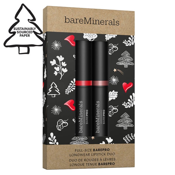 bareMinerals Full Size Barepro Longwear Lipstick Duo (Worth £40.00)