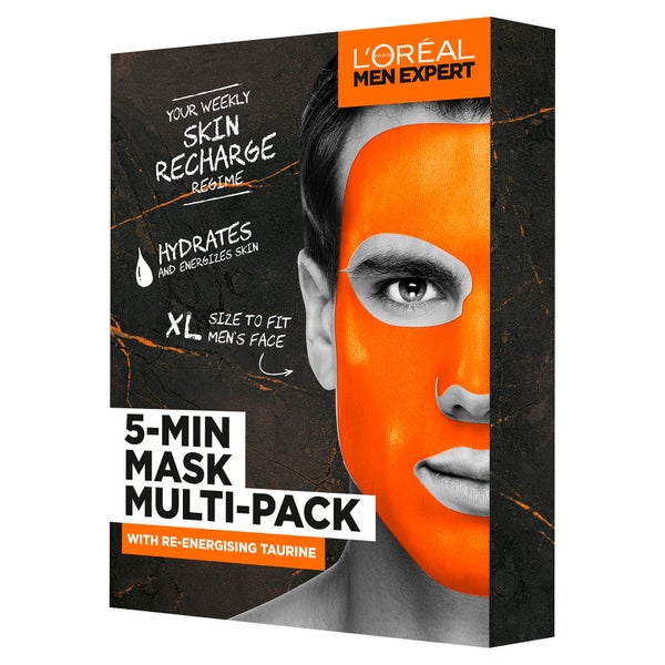 L'Oreal Paris Men Expert 5 Minute Mask Multi-Pack with Re-Energising Taurine Set for Him