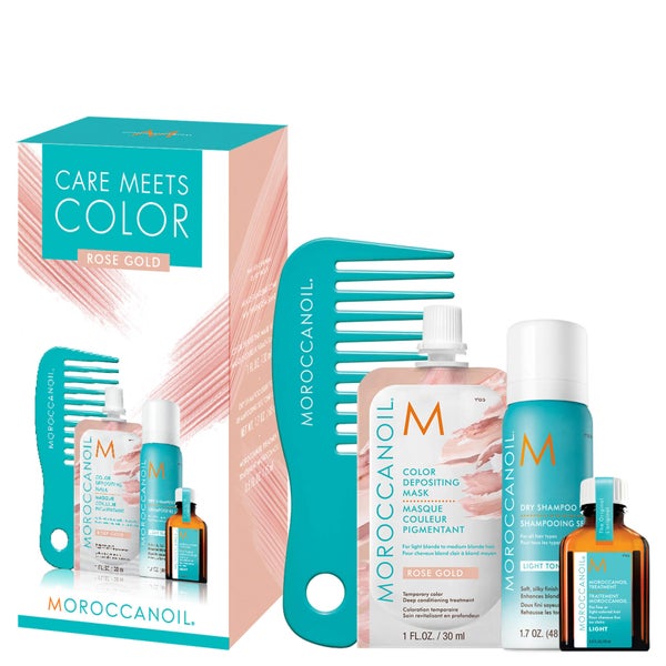 Moroccanoil Care Meets Colour Blonde Bundle with Free Comb - Rose Gold (Worth £22.55)