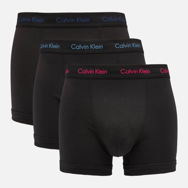 Calvin Klein Men's 3 Pack Trunks - Black with Plumberry/Chino/Riverbed WB