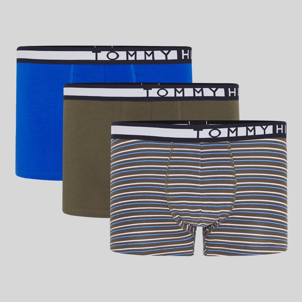 Tommy Hilfiger Men's 3 Pack Trunks - TH Electric Blue/Army Green/Army Green Stripe