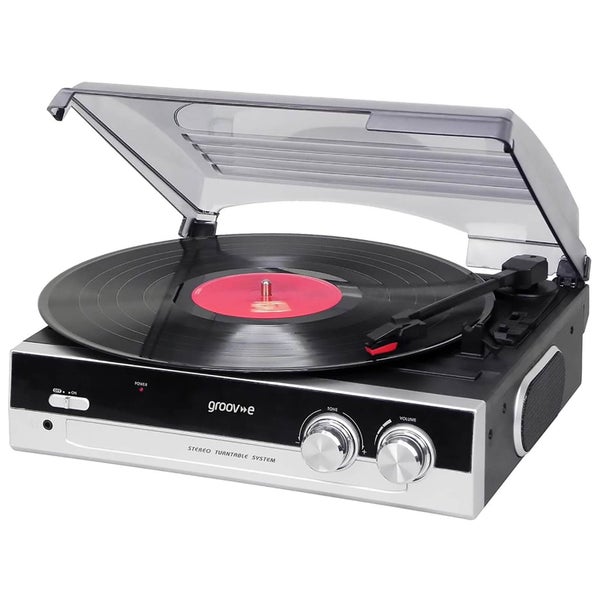 Groov-e GVTT01BK Vintage Vinyl Record Player with Built-in Speakers - Black