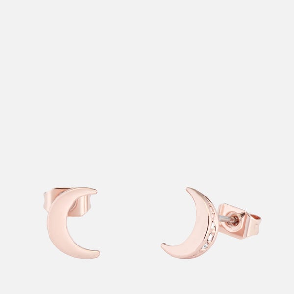 Ted Baker Women's Marlyy: Crescent Moon Stud Earrings - Rose Gold/Crystal