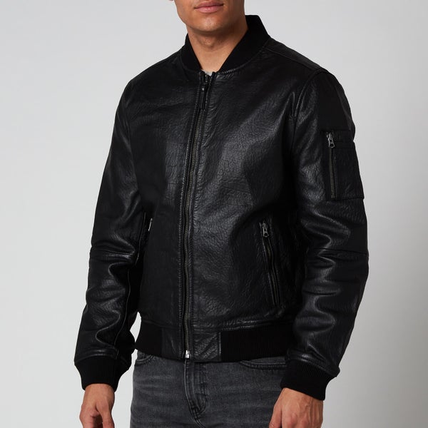 Superdry Men's Leather Bomber Jacket - Black