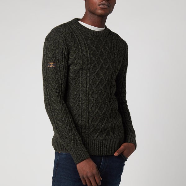 Superdry Men's Jacob Cable Crewneck Jumper - Black Cyprus Twist