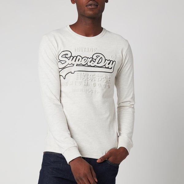 Superdry Men's Vintage Logo Embossed Long Sleeve T-Shirt - Queen Marl
