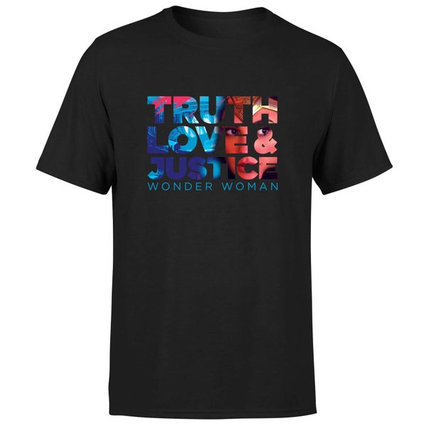 Wonder Woman Truth, Love And Justice Men's T-Shirt - Zwart