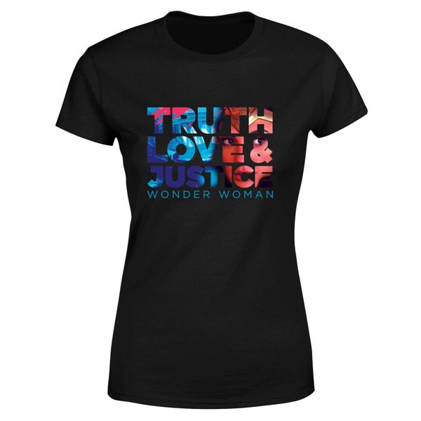 Wonder Woman Truth, Love And Justice Women's T-Shirt - Zwart