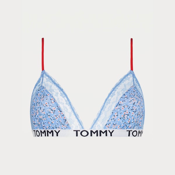 Tommy Hilfiger Women's Triangle Bralette Floral Print - Praire Blue