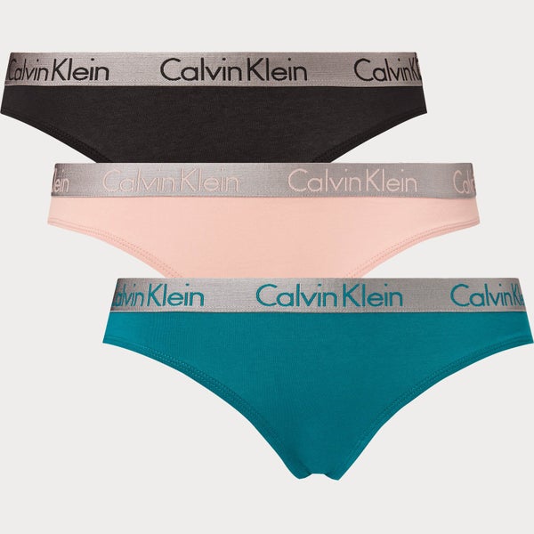 Calvin Klein Women's 3-Pk Bikini - Turtle Bay/Black/Strawberry Champagne