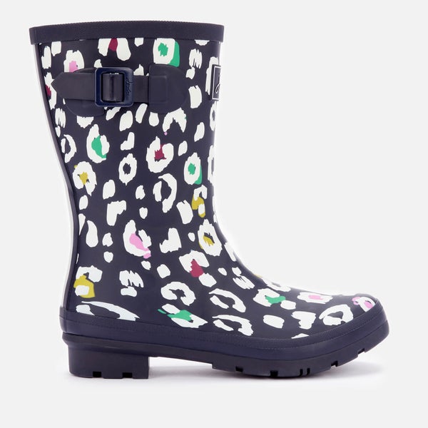 Joules Women's Molly Mid Height Printed Wellies - Navy Leopard