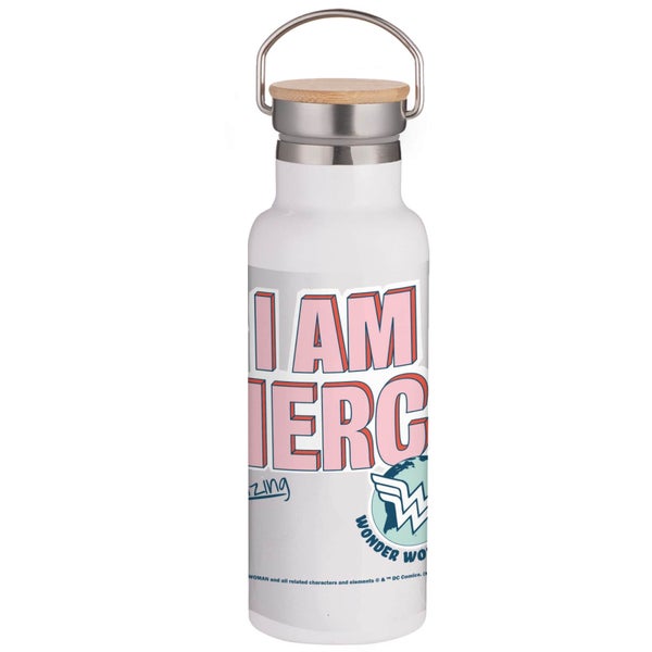 Botella de agua portátil con aislamiento I Am Fierce de Wonder Woman - Blanco